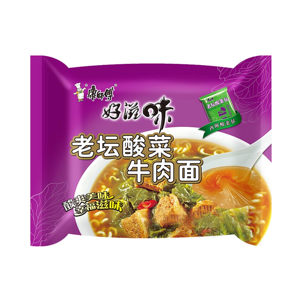 Fideos instantáneos sabor ternera con mostaza conservada Kangshifu